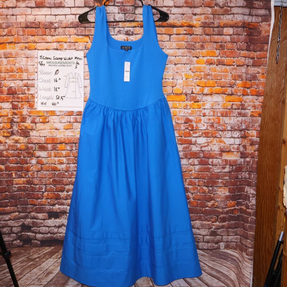 J. Crew Mixy Maxi Dress Grotto Blue Sleeveless Size S NEW CJ497 Resort Money